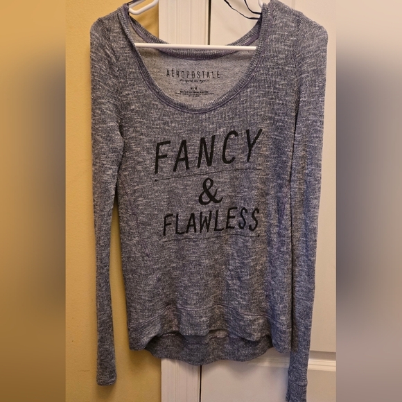 Aeropostale Tops - Aeropostale Gray Long Sleeve Blouse Fancy & Flawless Y2k